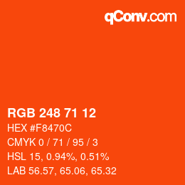 颜色代码: RGB 248 71 12 | qconv.com