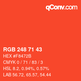 Farbcode: RGB 248 71 43 | qconv.com