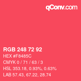 カラーコード: RGB 248 72 92 | qconv.com