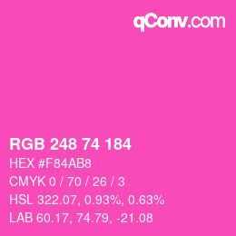 颜色代码: RGB 248 74 184 | qconv.com