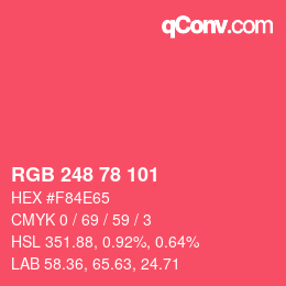 颜色代码: RGB 248 78 101 | qconv.com