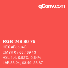 颜色代码: RGB 248 80 76 | qconv.com