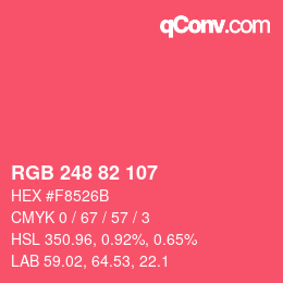 カラーコード: RGB 248 82 107 | qconv.com