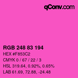 カラーコード: RGB 248 83 194 | qconv.com