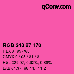 カラーコード: RGB 248 87 170 | qconv.com
