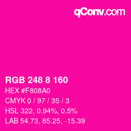 Color code: RGB 248 8 160 | qconv.com