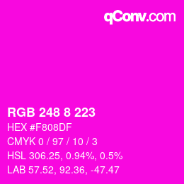 Color code: RGB 248 8 223 | qconv.com