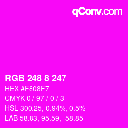 Color code: RGB 248 8 247 | qconv.com