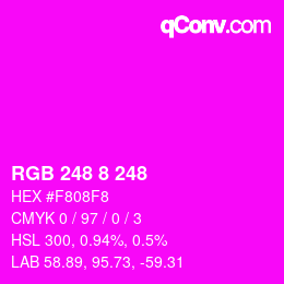 Color code: RGB 248 8 248 | qconv.com