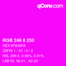 Color code: RGB 248 8 250 | qconv.com