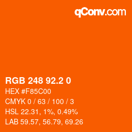 カラーコード: RGB 248 92.2 0 | qconv.com
