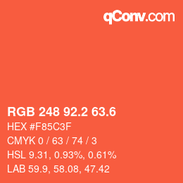 カラーコード: RGB 248 92.2 63.6 | qconv.com