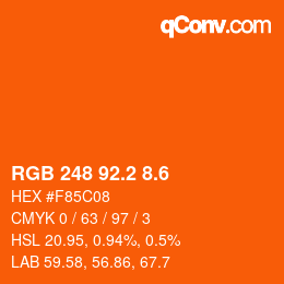 カラーコード: RGB 248 92.2 8.6 | qconv.com