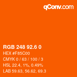 カラーコード: RGB 248 92.6 0 | qconv.com