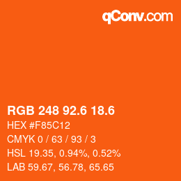 カラーコード: RGB 248 92.6 18.6 | qconv.com