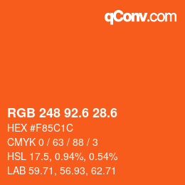 カラーコード: RGB 248 92.6 28.6 | qconv.com