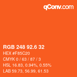 カラーコード: RGB 248 92.6 32 | qconv.com