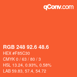 カラーコード: RGB 248 92.6 48.6 | qconv.com