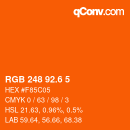 カラーコード: RGB 248 92.6 5 | qconv.com