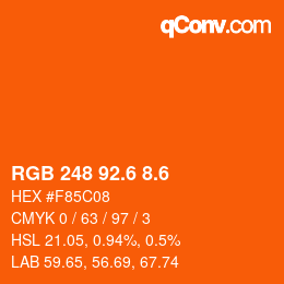 カラーコード: RGB 248 92.6 8.6 | qconv.com