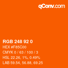 カラーコード: RGB 248 92 0 | qconv.com