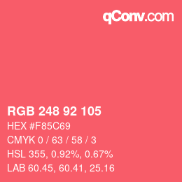 カラーコード: RGB 248 92 105 | qconv.com