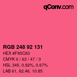 カラーコード: RGB 248 92 131 | qconv.com
