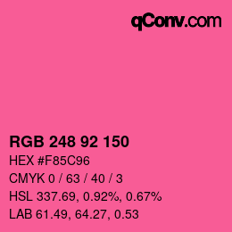 颜色代码: RGB 248 92 150 | qconv.com