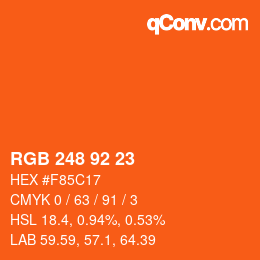 颜色代码: RGB 248 92 23 | qconv.com