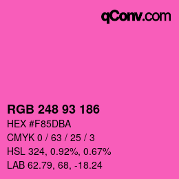 カラーコード: RGB 248 93 186 | qconv.com