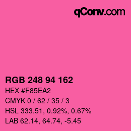 Color code: RGB 248 94 162 | qconv.com