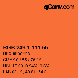 カラーコード: RGB 249.1 111 56 | qconv.com
