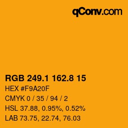 カラーコード: RGB 249.1 162.8 15 | qconv.com
