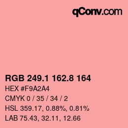 カラーコード: RGB 249.1 162.8 164 | qconv.com