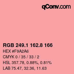 Color code: RGB 249.1 162.8 166 | qconv.com