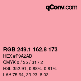 カラーコード: RGB 249.1 162.8 173 | qconv.com