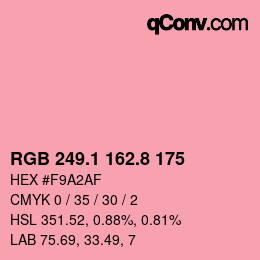 カラーコード: RGB 249.1 162.8 175 | qconv.com