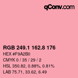Color code: RGB 249.1 162.8 176 | qconv.com