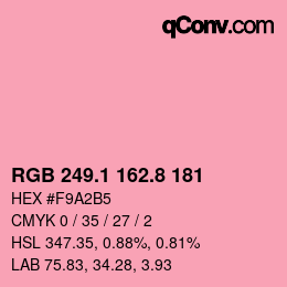 Color code: RGB 249.1 162.8 181 | qconv.com