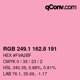 カラーコード: RGB 249.1 162.8 191 | qconv.com