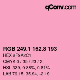 カラーコード: RGB 249.1 162.8 193 | qconv.com