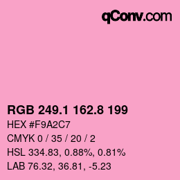 カラーコード: RGB 249.1 162.8 199 | qconv.com