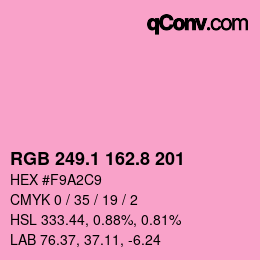カラーコード: RGB 249.1 162.8 201 | qconv.com