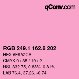 カラーコード: RGB 249.1 162.8 202 | qconv.com