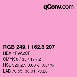 カラーコード: RGB 249.1 162.8 207 | qconv.com
