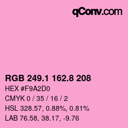 カラーコード: RGB 249.1 162.8 208 | qconv.com