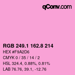 カラーコード: RGB 249.1 162.8 214 | qconv.com