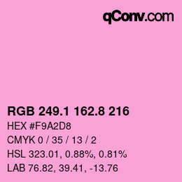 カラーコード: RGB 249.1 162.8 216 | qconv.com