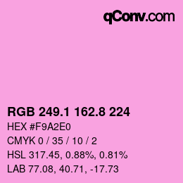 カラーコード: RGB 249.1 162.8 224 | qconv.com