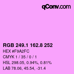 カラーコード: RGB 249.1 162.8 252 | qconv.com